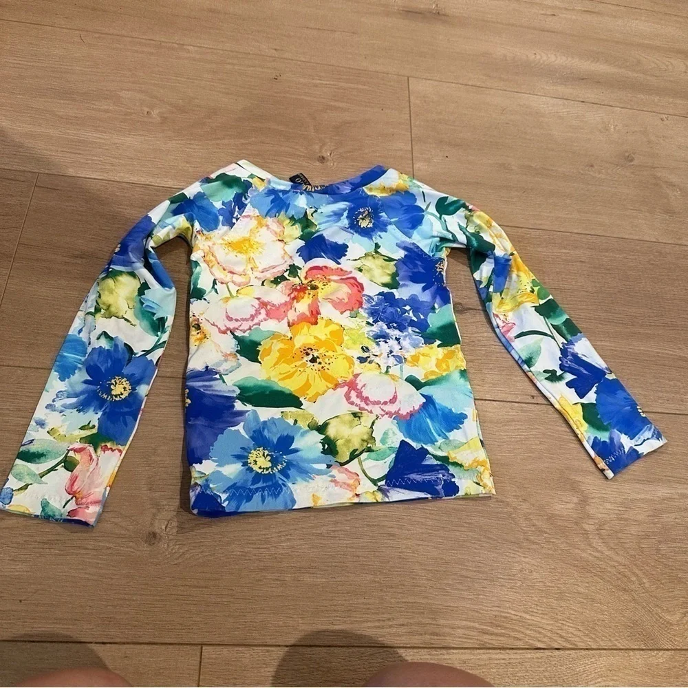 POLO Ralph Lauren girls 2T Rash guard floral blue yellow
